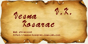 Vesna Košarac vizit kartica